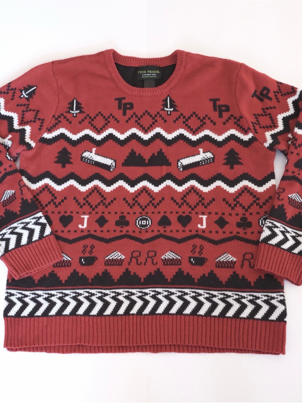 Twin Peaks Midnight Hour 2017 Black Lodge Red Sweater David Lynch Extra Large XL